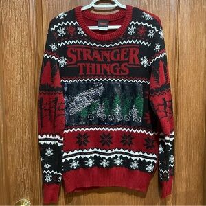 Stranger Things Red and Black Crewneck Sweater